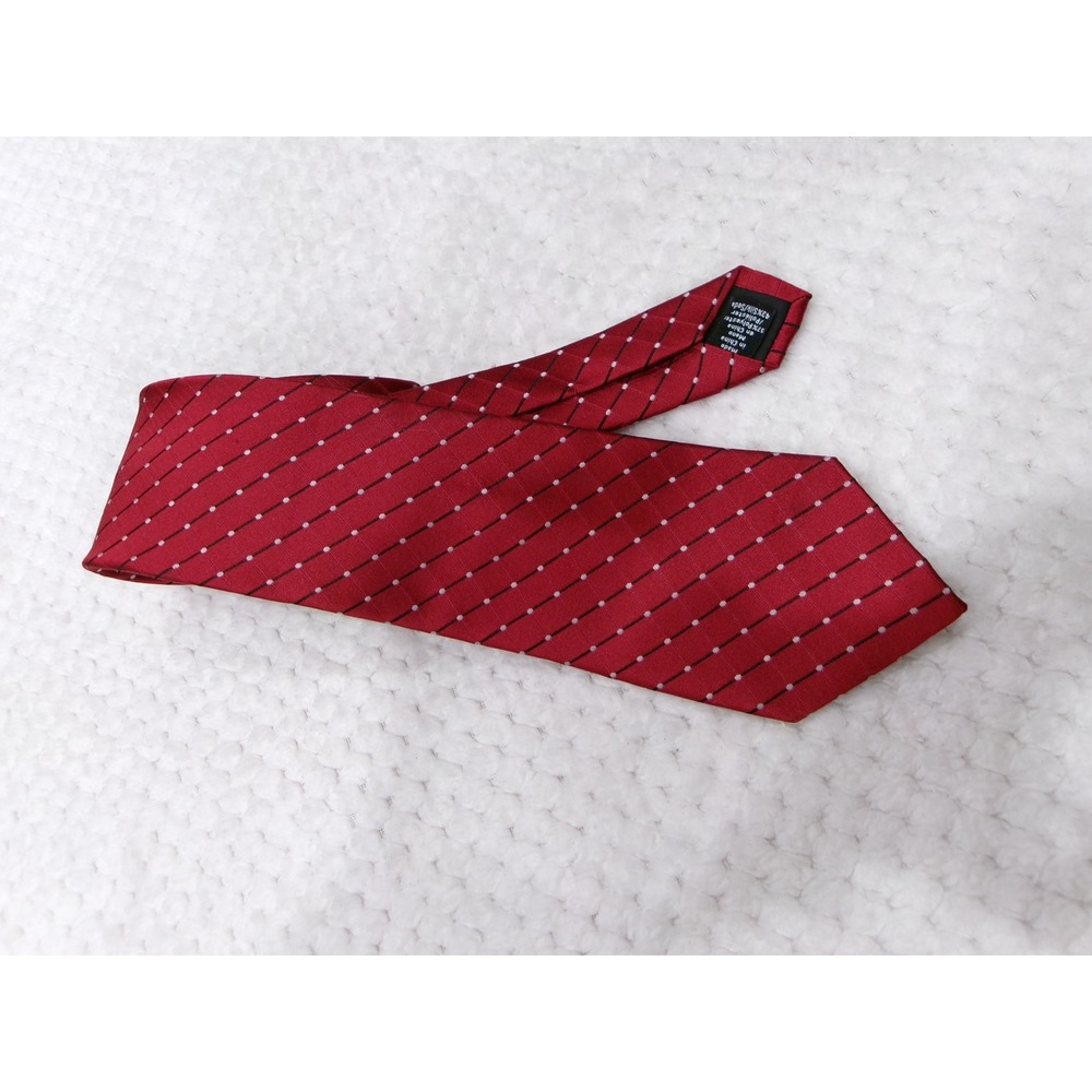 Croft &‎ Barrow Mens 3.15x59.5 Necktie Red Striped Dotted Silk Blend Formal